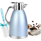 SSAWcasa Coffee Carafe 61oz Insulated Vacuum Coffee Thermos Urn Stainless Steel Thermal Flask Pot Coffee Dispenser Keep 12 Hours Hot&24 Hours Cold (Light Blue)